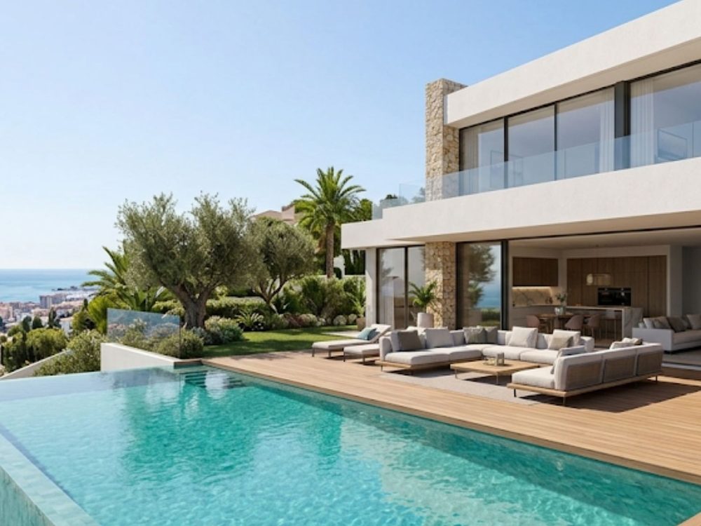 Villa con piscina infinita y vistas al mar en Benalmádena